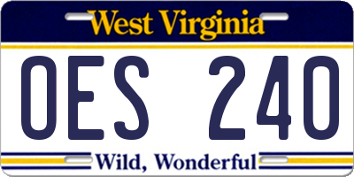 WV license plate OES240
