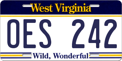 WV license plate OES242