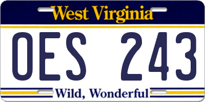 WV license plate OES243