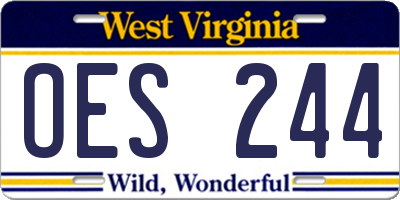 WV license plate OES244