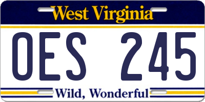 WV license plate OES245