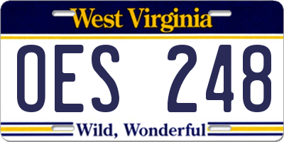 WV license plate OES248