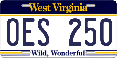 WV license plate OES250