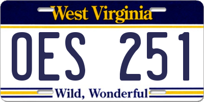 WV license plate OES251