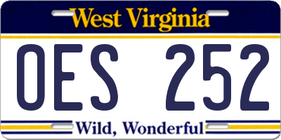 WV license plate OES252