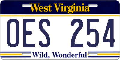 WV license plate OES254