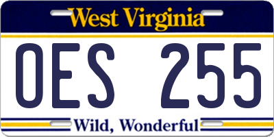 WV license plate OES255