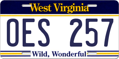 WV license plate OES257