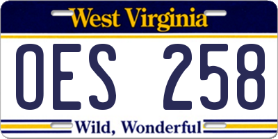 WV license plate OES258