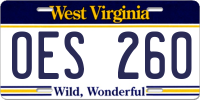 WV license plate OES260