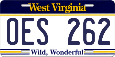 WV license plate OES262