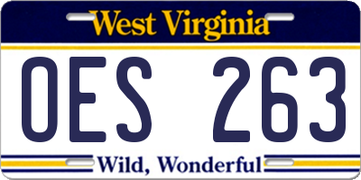 WV license plate OES263
