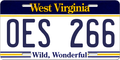 WV license plate OES266