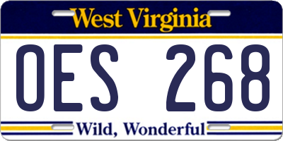WV license plate OES268