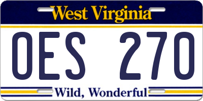 WV license plate OES270