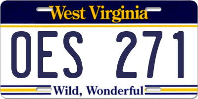 WV license plate OES271
