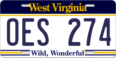 WV license plate OES274