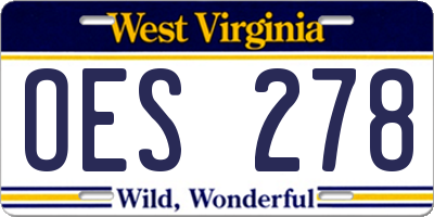 WV license plate OES278