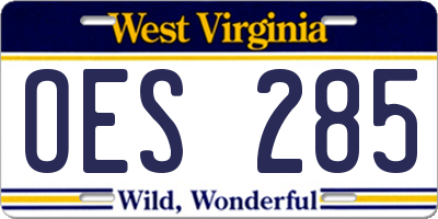 WV license plate OES285