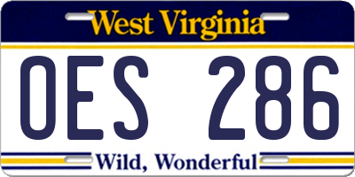 WV license plate OES286