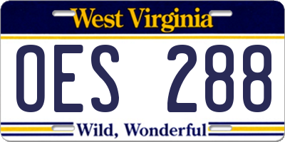WV license plate OES288