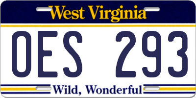 WV license plate OES293