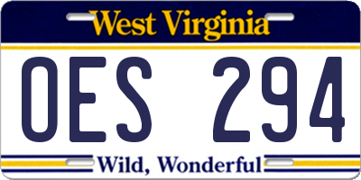 WV license plate OES294