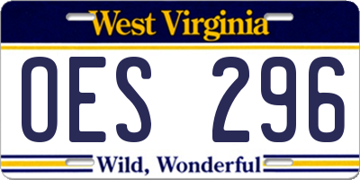 WV license plate OES296