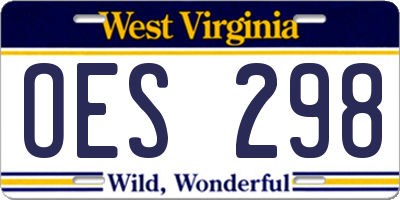 WV license plate OES298