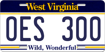 WV license plate OES300
