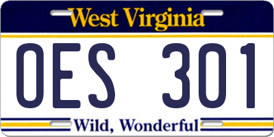 WV license plate OES301