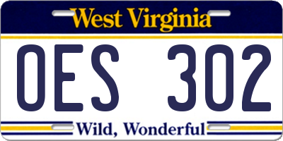 WV license plate OES302