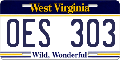 WV license plate OES303