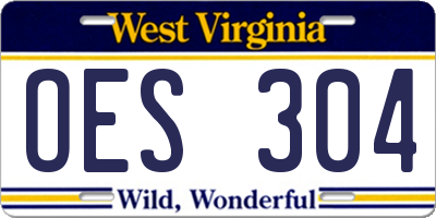 WV license plate OES304