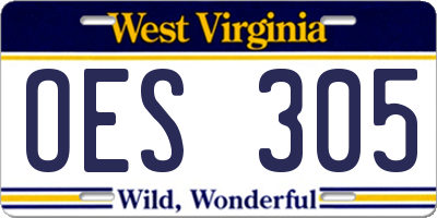WV license plate OES305