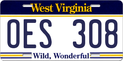 WV license plate OES308