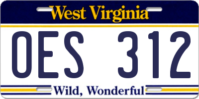 WV license plate OES312