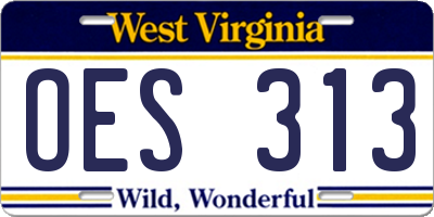WV license plate OES313