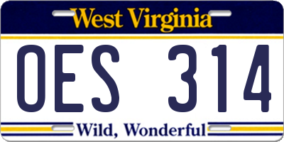 WV license plate OES314