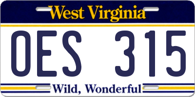 WV license plate OES315