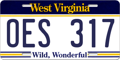 WV license plate OES317