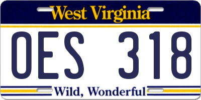 WV license plate OES318