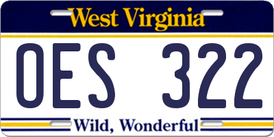 WV license plate OES322