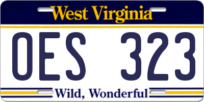 WV license plate OES323