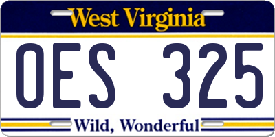 WV license plate OES325