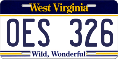 WV license plate OES326