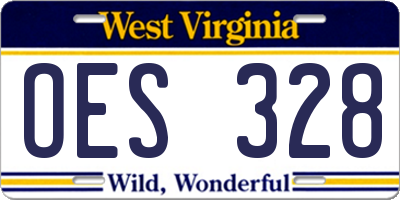 WV license plate OES328