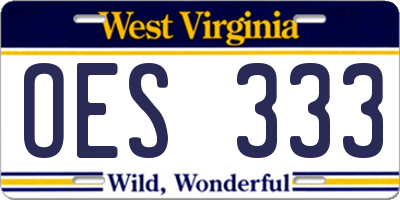 WV license plate OES333