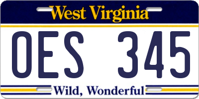 WV license plate OES345