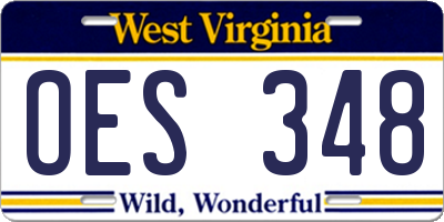 WV license plate OES348